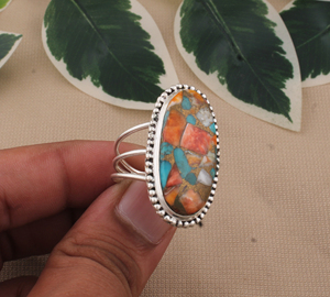 925 Sterling Silver Starling <b>Ring</b> with Bezel Setting <b>Turquoise</b> Gemstone Vintage Style Wedding & Party Gift for Women - Product Image 4