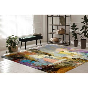 Tapis à motif de paysage abstrait : Tapis moderne antidérapant, tapis fin non tissé - Product Image 2