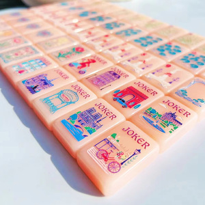 ชุดกระดานไพ่นกกระจอกอะคริลิคสีชมพูหวานหรูหรา ลายสถานที่สำคัญในปารีสตามแบบฉบับศิลปะอาร์ตนูโว สำหรับเกมหมากรุก - Product Image 4