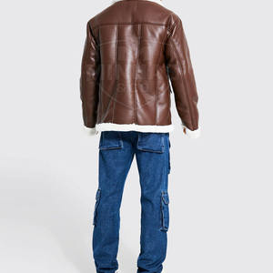 Veste en cuir de mouton véritable Veste chaude d'hiver pour hommes faite à la main - Product Image 4