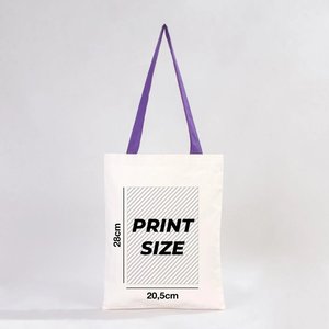 Sacs fourre-tout en toile de coton couleur violet clair, sac à main personnalisé pour femmes en toile de 10 oz avec poignées violettes, 14 x 16 pouces (35 x 40 cm) - Product Image 3