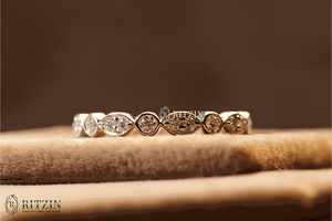 Exclusivo de mujer 0,42 TCW Moissanite Vintage Anniversary Band Joyería brillante Regalo para ella Anillos de moissanita vintage - Product Image 5