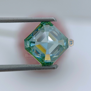 Corte cuadrado verde 1.0ct Moissanite Diamante suelto Certificado Hecho a mano 20.0ct Joyería Diseño cortado a mano - Product Image 5