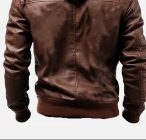 เสื้อแจ็คเก็ตหนังมีฮู้ดสำหรับผู้ชาย, เสื้อแจ็คเก็ตหนัง PU คุณภาพสูงดีไซน์ใหม่ - Product Image 6