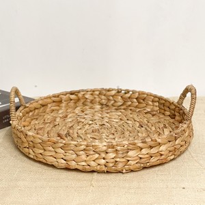 Bandejas para dulces y té hechas de jacinto de agua, precio al por mayor, bandeja redonda tejida a mano para servir - Product Image 1