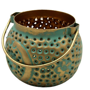 Soporte votivo redondo, tarro de vela de Metal de Color azul de tamaño mediano para decoración de mesa y hogar, hecho a mano a granel - Product Image 4