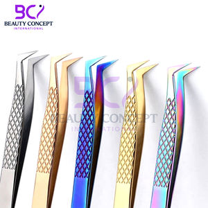 Pinzas de pestañas rectas de acero inoxidable multicolor Premium, pinzas de pestañas de aislamiento puntiagudas de agarre antideslizante fáciles de usar - Product Image 2