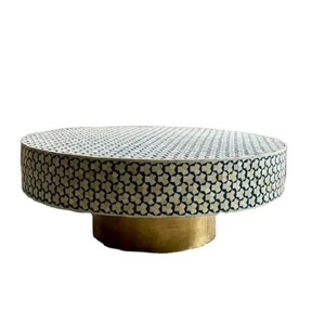 Mesa de centro con incrustaciones de hueso redondo de madera MDF de alta calidad para muebles de sala de estar para el hogar - Product Image 5