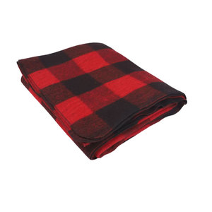 Couverture en laine militaire rouge et noir à carreaux de buffle de qualité supérieure - Product Image 4