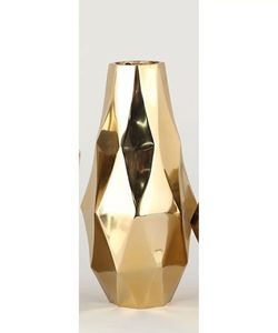 Vase à fleurs géométrique en aluminium moderne fini or Vase de décoration de plantes d'intérieur et d'extérieur pour la décoration du salon et du jardin - Product Image 1