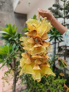 สายอินเดียที่มีสีสันสุทธิหรือ Gota พวงแขวนสำหรับฉากหลังตกแต่งผนังและวัดสำหรับตกแต่ง haldi mestangeet - Product Image 5