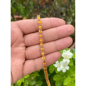 14k <b>Gold</b> Oval Citrine Tennis Bracelet Fashionable Jewelry Accessory - Product Image 1