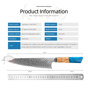 Cuchillo de Chef de cocina de acero damasco japonés recién llegado, venta al por mayor, pedidos a granel personalizados, servicio OEM ODM, hoja afilada fija - Product Image 2