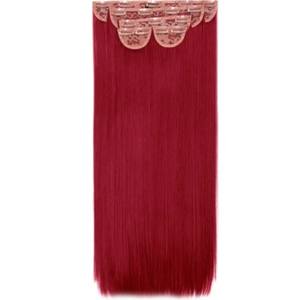 Extensions de cheveux lisses bordeaux rouge rubis à clipser, 4 pièces de longs cheveux humains vierges par Indie Curls - Product Image 1