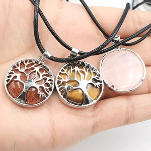 Nouveau Design tendance femmes pierre naturelle pendentif en cristal fait à la main pierre de roche pendentifs en Agate Jade oeil de tigre Rose Quartz améthyste - Product Image 2