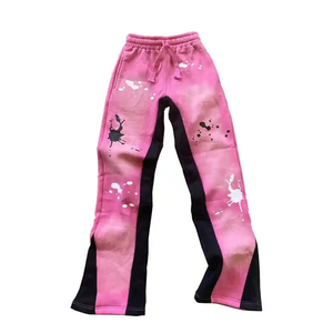 Pantalon de jogging taille haute pour hommes Pantalon de survêtement en éponge coupe ample avec motif empilé Leggings en tissu lavé pour les sports de plein air - Product Image 2