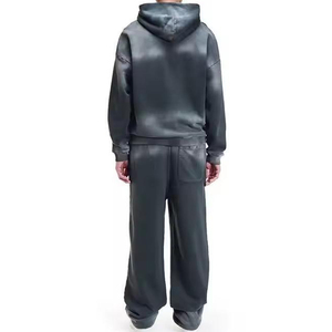 Acid Wash Sweat Suits Zip up Sun Faded Tracksuits Hoodies And <b>Sweatpants</b> <b>Sets</b> 100% Cotton Fleece Tracksuits For Men - Product Image 4