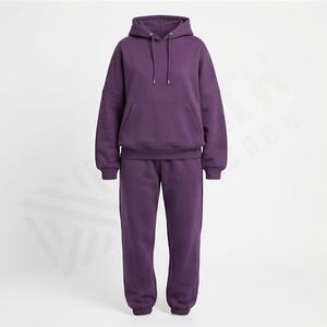 Ensemble de survêtement d'entraînement d'hiver à capuche en molleton de coton de haute qualité pour femmes, coupe ajustée, deux pièces, couleur personnalisée - Product Image 1