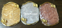 Plateaux de rangement en céramique blanc or, style industriel, multifonctionnels, avec poignées, compatibles lave-vaisselle, pour la cuisine, vente en gros