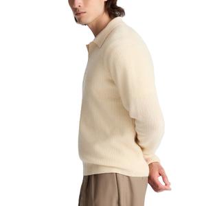 Suéter de invierno con logotipo personalizado para hombre con patrón Jacquard Manga larga y cuello redondo Diseño sólido Jersey de solapa informal de invierno - Product Image 3