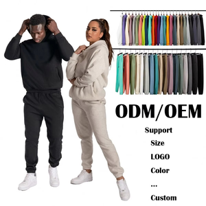 Conjuntos de Sudadera con capucha de lana pesada French Terry 100% Sudadera con capucha de algodón con pantalones Jogger a juego Proveedor a granel personalizado - Product Image 5