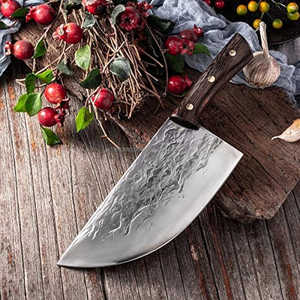 Couteau à découper en acier Damas forgé à la main ambidextre respectueux de l'environnement de 6 à 7,9 pouces avec manche en bois de rose mat - Product Image 6