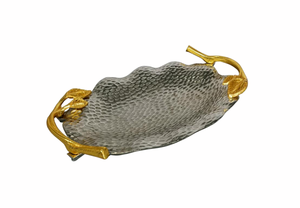 ถาดเสิร์ฟโลหะเคลือบสีทองทรงสี่เหลี่ยมผืนผ้าพร้อมที่จับเครื่องครัวสำหรับตกแต่งบ้านงานแต่งงานงานเลี้ยงรื่นเริงทาสีเสร็จ - Product Image 6