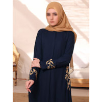T-shirt à manches longues boutonné uni pour femmes musulmanes 2026, style turc ouvert, broderie islamique, style urbain, 100 % polyester