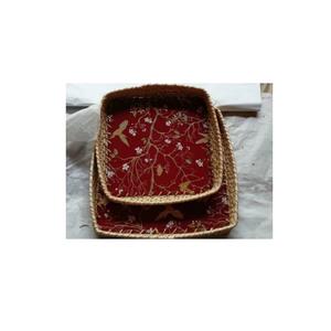 Plateau de service de fruits de luxe canne tissée avec plateau imprimé pour fournitures de restaurant et d'hôtel plateaux de canne de forme carrée de haute qualité - Product Image 1