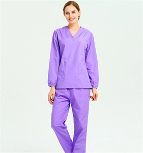 Botón frontal con apertura de botón lateral, uniforme de enfermera, verano, manga corta, salón de belleza, cuidado de la piel para mujeres, dos colores, trabajo en general - Product Image 3