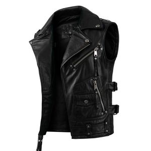 Professional Manufacturers Offer High Quality Men's Leather <b>Vest</b> V-Neck Casual Style Breathable for Winter Outer Wear Price - Product Image 3