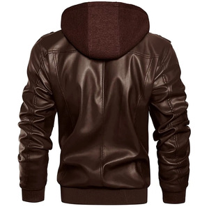 High Demanded OEM Service <b>Men's</b> High Street Winter Leather <b>Jacket</b> Hood <b>Long</b> Sleeves Windproof Anti-Bacterial Breathable SMITHY - Product Image 3