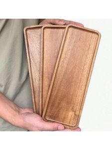 PromotionPlateaux de service en bois d'acacia Lot de 3 assiettes rectangulaires ovales et rondes en bois pour pain au fromage charcuterie - Product Image 5