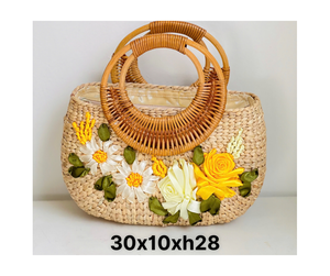 Sac à main en jacinthe d'eau en matériau naturel sac fait main sac fourre-tout pour femmes sac de plage écologique durable du fournisseur du Vietnam - Product Image 1