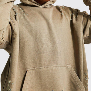 New Design <b>Top</b> Selling Best Men Casual <b>Distressed</b> Hoodies 100% Cotton Winter Low MOQ at Wholesale Price Made in Pakistan - Product Image 4