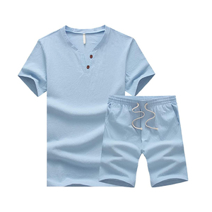 Ensembles d'entraînement personnalisés pour hommes, vêtements d'entraînement, t-shirts d'été de couleur unie, ensemble de vêtements de sport de plein air pour la course à pied, pour hommes - Product Image 1