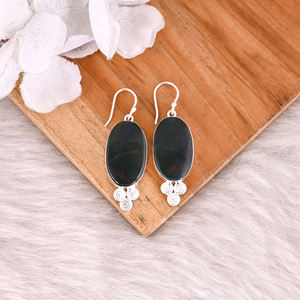Bohemian Style Earring Natural Blood Stone Brass Dangle Earring <b>Silver</b> <b>Plated</b> Wedding Jewelry Long Pair Earring Gift For Her - Product Image 2
