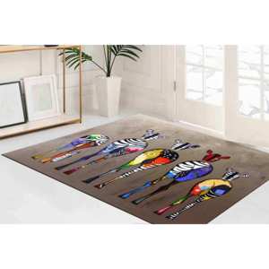 Tapis Zèbre Imprimé en 3D : Art Abstrait Graffiti, Tapis d'Appoint Antidérapant, Tapis en Chenille - Product Image 3