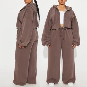 Custom Solid Winter Casual Zipper <b>Applique</b> Hooded Jackets Women Thick Zip Fleece Cotton Patch Embroidery Cropped Top Hoodie Plus - Product Image 6