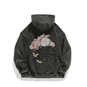 Fabricantes con logotipo personalizado Ropa de calle con capucha de algodón Lavado ácido Casual Oversize Pullover Impresión gráfica Puff Sudaderas con capucha Ecológico - Product Image 1