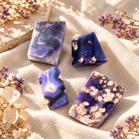 Pierre de cristal polie naturelle en agate bleue cerisier de 4 à 6 cm, forme libre, pour la décoration intérieure, la collection et les cadeaux