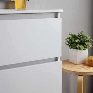 Meuble de salle de bain suspendu blanc de 80 cm avec 2 tiroirs et miroir Bali de 80x110 cm, ensemble de salle de bain - Product Image 3