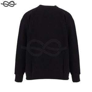 Sudadera de gran tamaño de color negro 100% algodón de manga larga Sudadera de cuello redondo de lana en blanco para hombre - Product Image 3