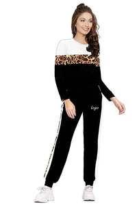 Custom high quality women's <b>tracksuits</b> Best price women's black and <b>white</b> pennal joggers <b>tracksuits</b> sweatshirt and trousers - Product Image 2