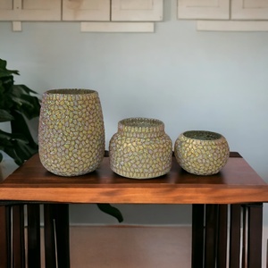 Récipients et bocaux en verre de bougie de nuances beiges multicolores vides de haute qualité fabriqués à la main pour la maison et le jardin uniques décoratifs de luxe - Product Image 1