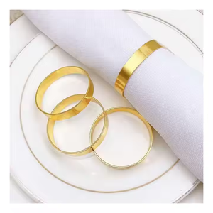 Anneau de serviette de mariage élégant en acier inoxydable plaqué or, fait main, écologique, tendance, décoratif, prix bas, vente en gros - Product Image 5