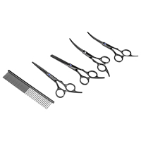 Professionnel 7 pièces Kit de ciseaux de toilettage pour animaux de compagnie en acier inoxydable chien et chat ciseaux de coiffure ensemble boîte emballée outils de coupe de cheveux amincissants