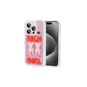 Coque en silicone Netzy Premium pour iPhone 15 Pro, motif en relief brillant, style dessin animé, compatible avec la coque de téléphone - Product Image 1