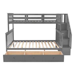 Yapai Mobili per Camera da Letto Letto a Castello Triplo per Bambini in Legno Massiccio con Contenitore, Design Moderno, Dimensioni Singole - Product Image 6