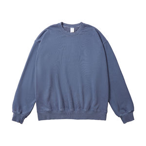 Sudadera de lana de algodón 100% de gran tamaño para hombre Original, Jersey largo informal con cuello redondo, estampado de invierno bordado, patrón liso en blanco - Product Image 2